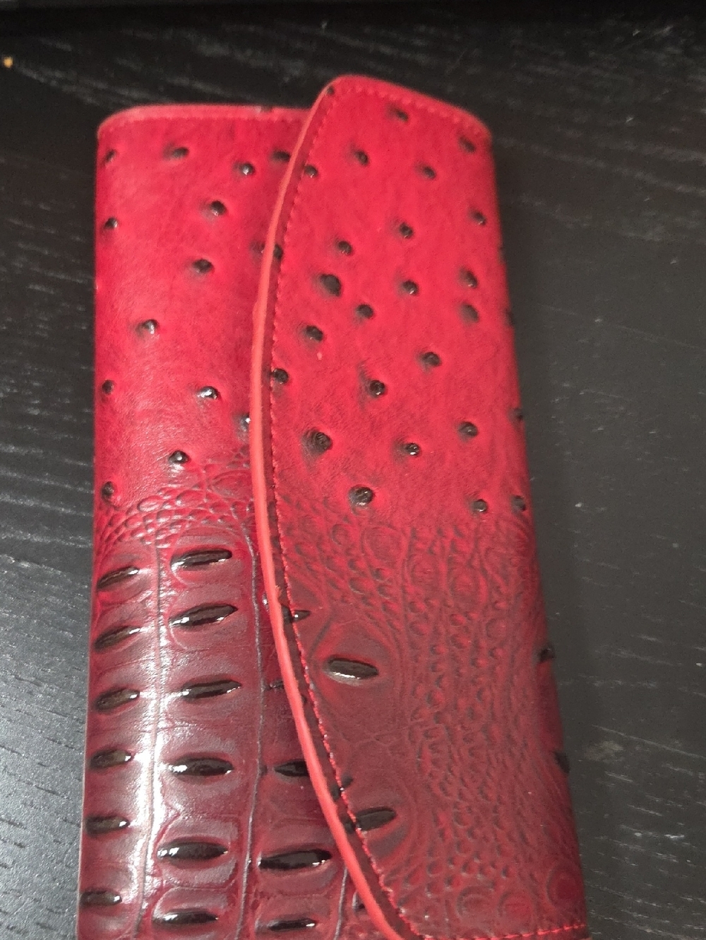 Red Women's Croc-Embossed Leather Wallet